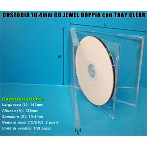 CUSTODIA 10.4mm CD JEWEL DOPPIA TRAY CLEAR Conf.200pz