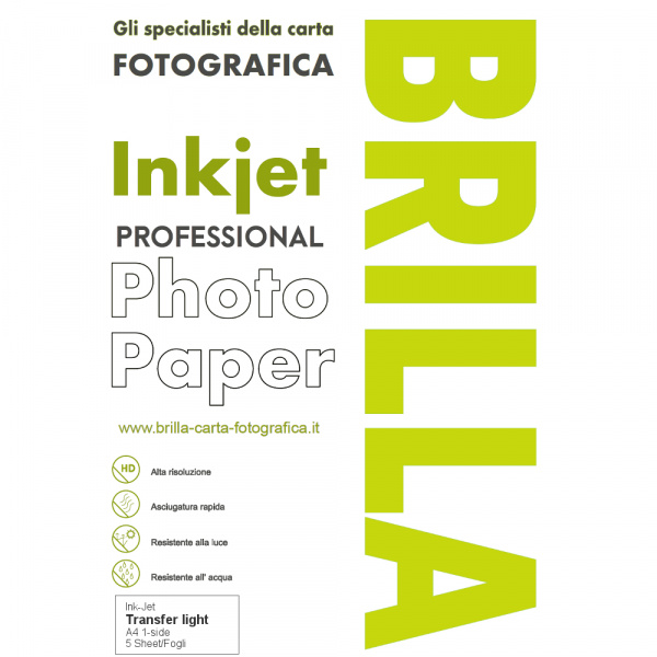 BRILLA – Carta fotografica T-shirt Transfer (Tessuti Chiari) InkJet A4 – Risma 5 Fogli 3
