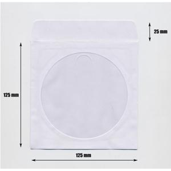 BUSTINE per CD DVD BLURAY CARTA BIANCA e OBLO’ TRASP con ALETTA Conf.100pz 3
