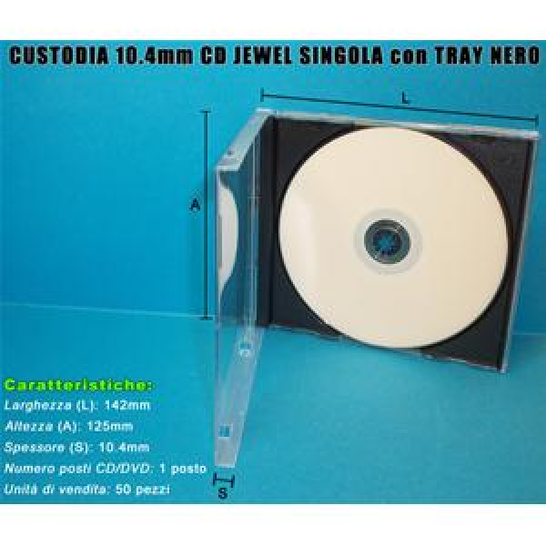 CUSTODIA 10.4mm CD JEWEL SINGOLO TRAY NERO lotto da 50pz 3
