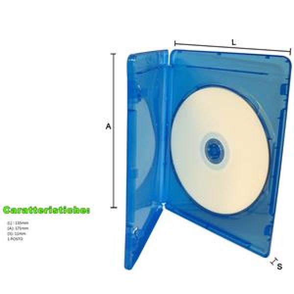 CUSTODIA 11mm BD SINGOLA CLEAR BLU con marchio blu-ray argento Conf.100pz 3