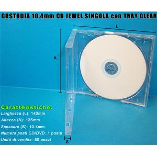 CUSTODIA 10.4mm CD JEWEL SINGOLO TRAY CLEAR lotto da 50pz 3