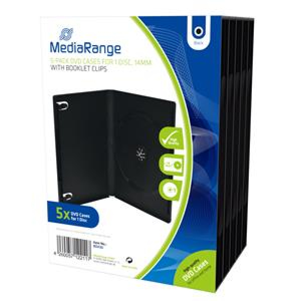 CUSTODIA 14mm DVD SINGOLA NERA Conf.5pz MEDIARANGE 3
