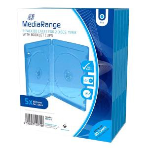 CUSTODIA 11mm BD DOPPIA CLEAR BLU Conf.5pz CON LOGO IN RILIEVO BOX38-2 3