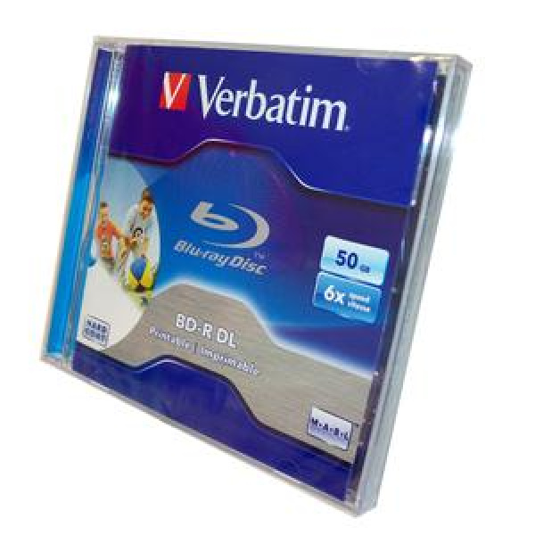 Blu-Ray BD-R DL 50GB 6x Jewel 1pz VERBATIM Stampabile Bianca 22-118mm 3
