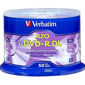 DVD+R DL 8.5GB 240min 8x Cake 50pz VERBATIM Azo
