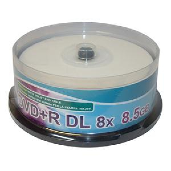 DVD+R DL 8.5GB 240min 8x Cake 25pz CMC Stampabile Bianca 23-118mm 3