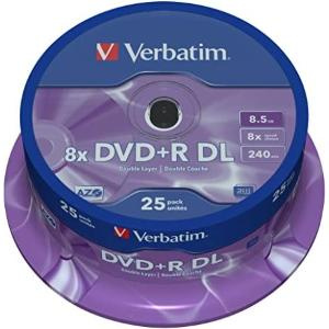 DVD+R DL 8.5GB 240min 8x Cake 25pz VERBATIM Azo