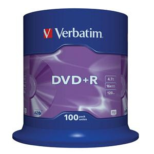 DVD+R 4.7GB 120min 16x Cake 100pz VERBATIM Azo