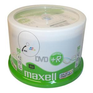 DVD+R 4.7GB 120min 16x Cake 50pz MAXELL Stampabile Bianca WIDE No Id Brand