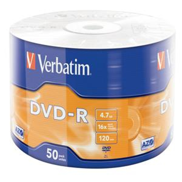 DVD-R 4.7GB 120min 16x Shrink 50pz VERBATIM Azo 3