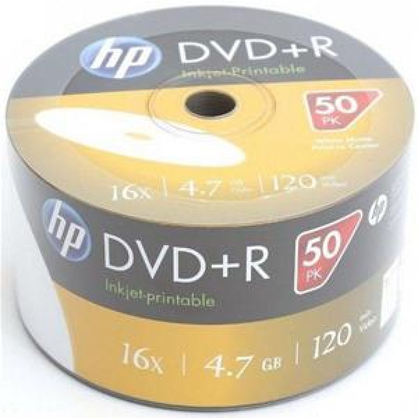 DVD+R 4.7GB 120min 16x Shrink 50pz HP Stampabile Bianca 23.5-118mm NoID – 69304 3