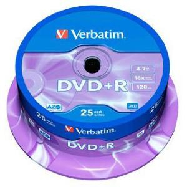 DVD+R 4.7GB 120min 16x Cake 25pz VERBATIM Azo 3