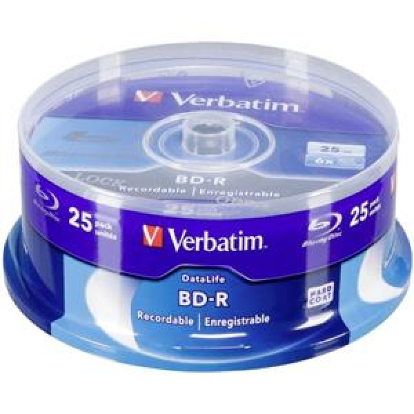 Blu-Ray BD-R SL 25GB 6x Cake 25pz VERBATIM DataLife 3