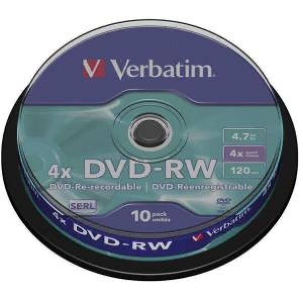 DVD-RW 4.7GB 120min 4x Cake 10pz VERBATIM SERL ReWritable 3