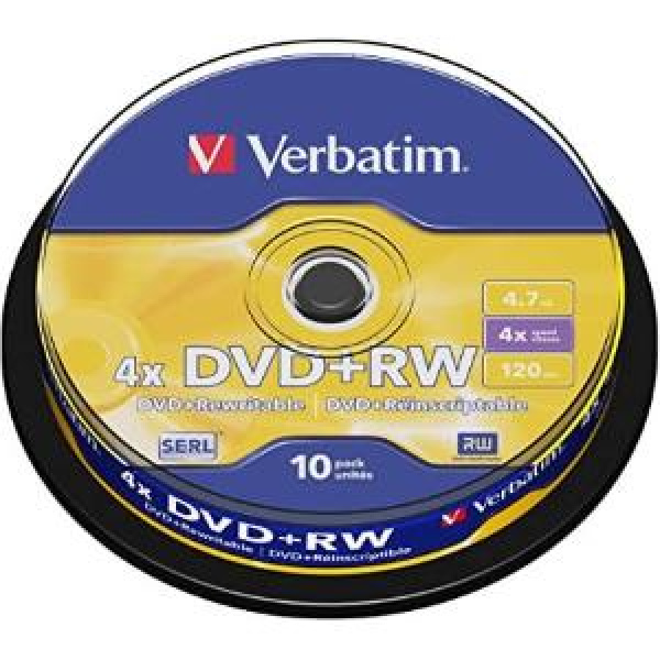DVD+RW 4.7GB 120min 4x Cake 10pz VERBATIM SERL ReWritable 3