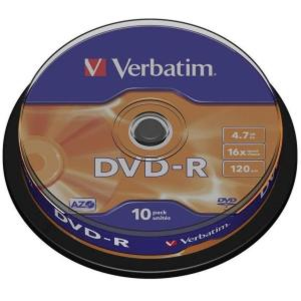 DVD-R 4.7GB 120min 16x Cake 10pz VERBATIM Azo 3