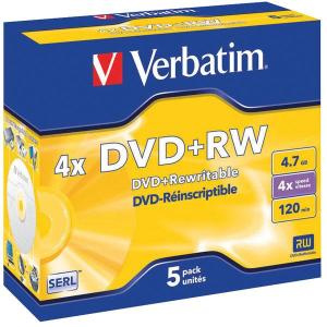 DVD+RW 4.7GB 120min 4x Jewel 5pz VERBATIM SERL ReWritable