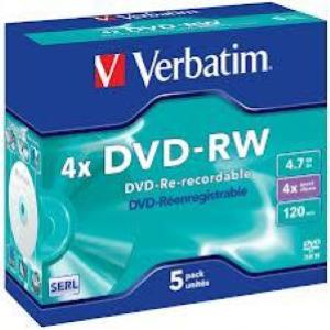 DVD-RW 4.7GB 120min 4x Jewel 5pz VERBATIM SERL ReWritable