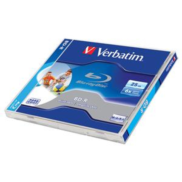 Blu-Ray BD-R SL 25GB 6x Jewel 1pz VERBATIM Stampabile Bianca 22-118mm 3