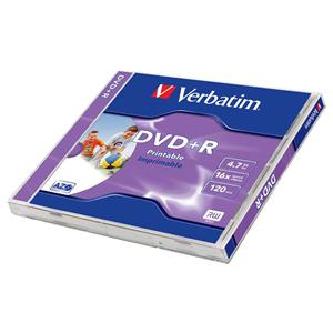 DVD+R 4.7GB 120min 16x Jewel 1pz VERBATIM Azo Stampabile Bianca 21-118mm ID Brand