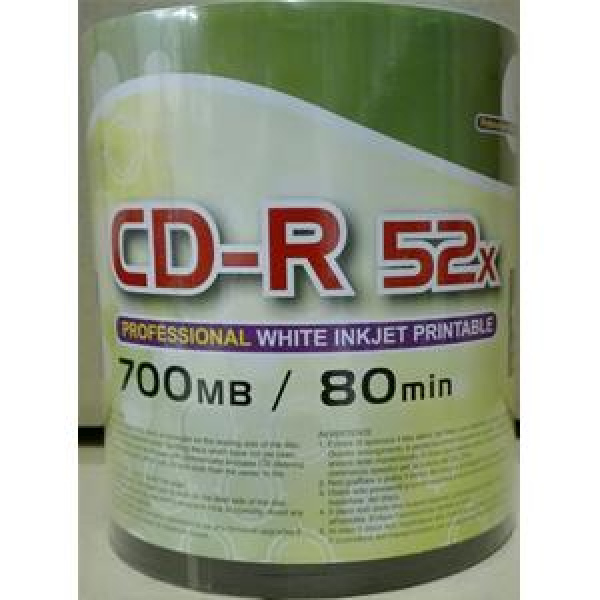 CD-R 700MB 80min 52x Shrink 100pz CMC Stampabile Bianca PRO 23-118mm 3