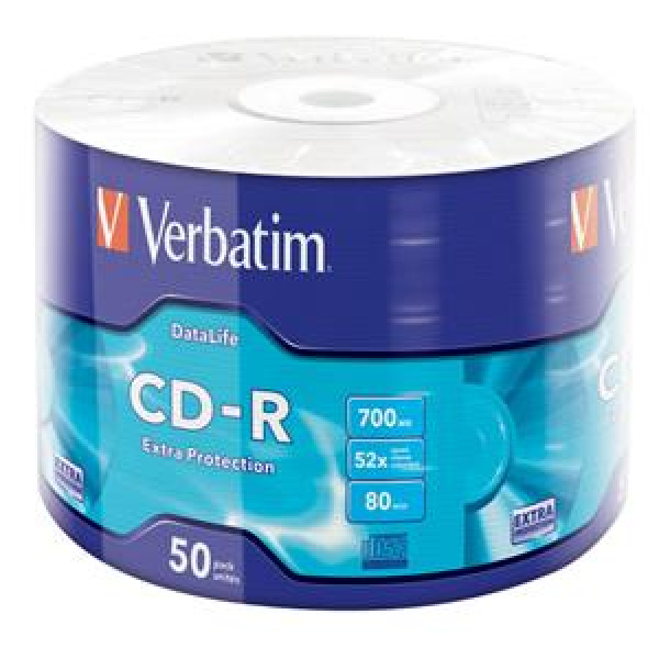 CD-R 700MB 80min 52x Shrink 50pz VERBATIM Extra Protection 3