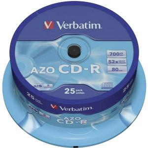 CD-R 700MB 52x Cake 25pz VERBATIM Azo