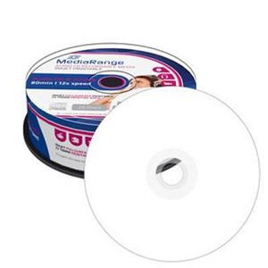 CD-R AUDIO 700MB 80min 12x Cake 25pz MediaRange Music Stampabile Bianca 23-118mm