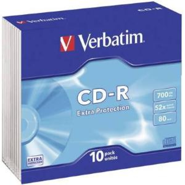 CD-R 700MB 80min 52x Slim 10pz VERBATIM Extra Protection 3