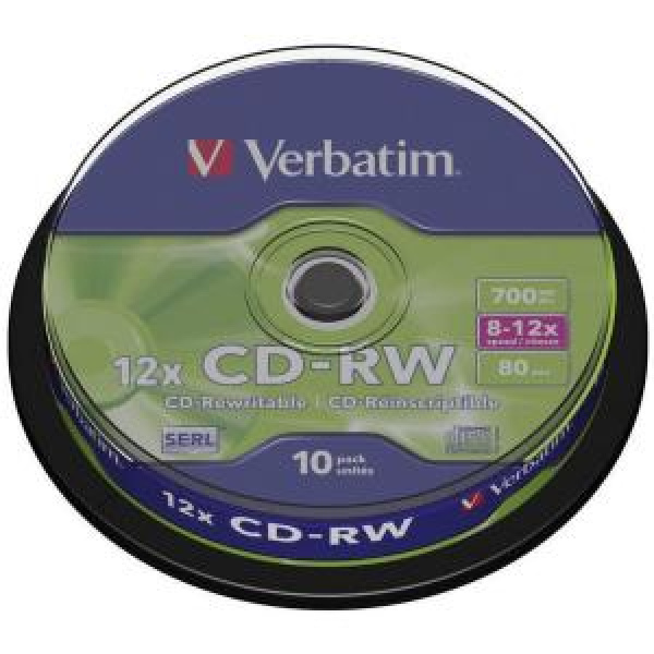 CD-RW 700MB 80min 12x Cake 10pz VERBATIM SERL ReWritable 3