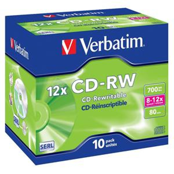 CD-RW 700MB 12x Jewel 10pz VERBATIM SERL ReWritable 3
