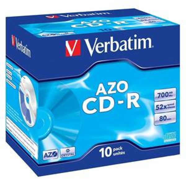 CD-R 700MB 52x Jewel 10pz VERBATIM Azo 3