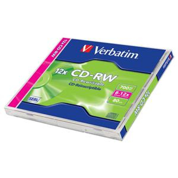 CD-RW 700MB 80min 12x Jewel 1pz VERBATIM SERL ReWritable 3