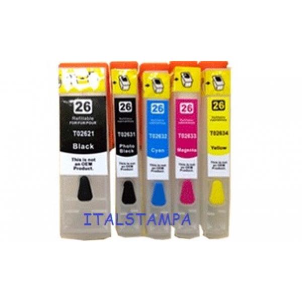 Cartuccia ricaricabile vuota per Epson T2631 nero con chip autoreset 3