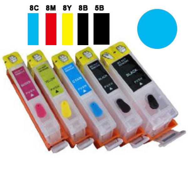 Cartuccia ricaricabile vuota per Canon CLI-8 ciano con chip autoreset 3