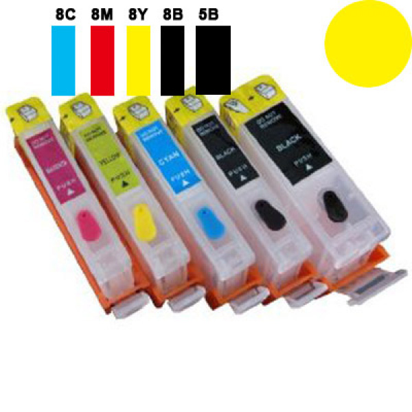 Cartuccia ricaricabile vuota per Canon CLI-8 giallo con chip autoreset 3