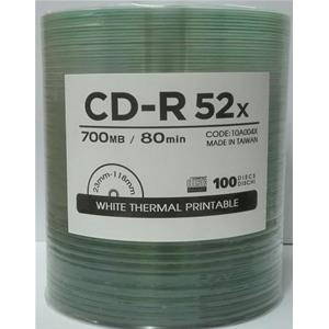 CD-R 700MB 80min 52x Shrink 100pz CMC Termica Bianca 23-118mm 3