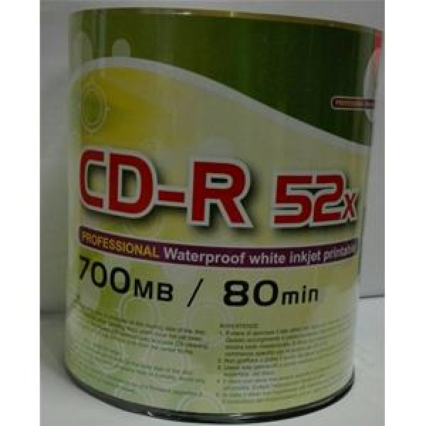CD-R 700MB 80min 52x Shrink 100pz CMC Stampabile Bianca Lucida PRO 23-118mm WaterProof 3