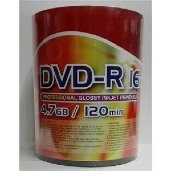 DVD-R 4.7GB 16x Shrink 100pz CMC InkJet Bianca GLOSSY 23-118 3
