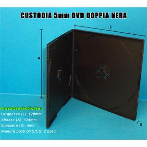 CUSTODIA 5mm in PP DOPPIA NERA QUADRATA Conf.200pz 3