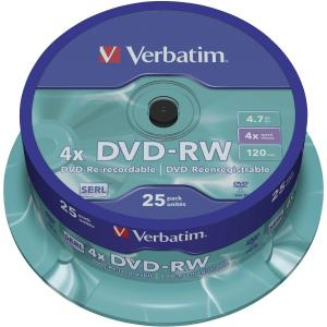 DVD-RW 4.7GB 120min 4x Cake 25pz VERBATIM SERL ReWritable
