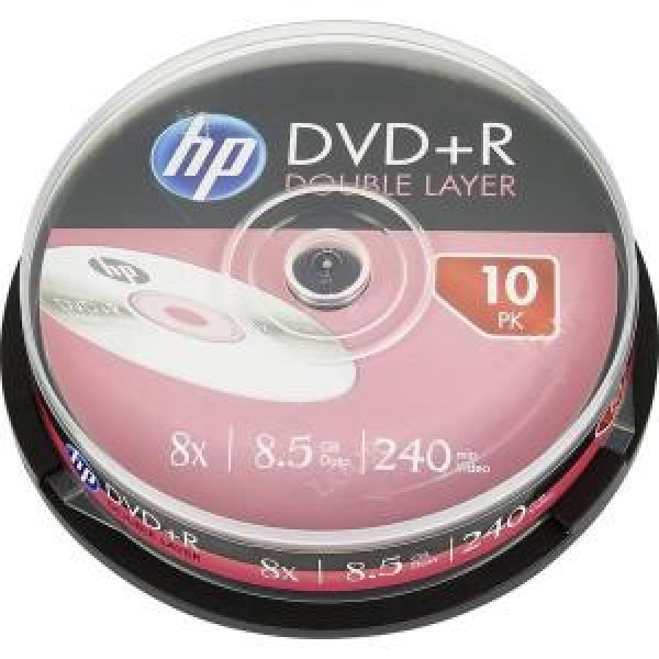 DVD+R DL 8.5GB 240min 8x Cake 10pz HP – 69309 3
