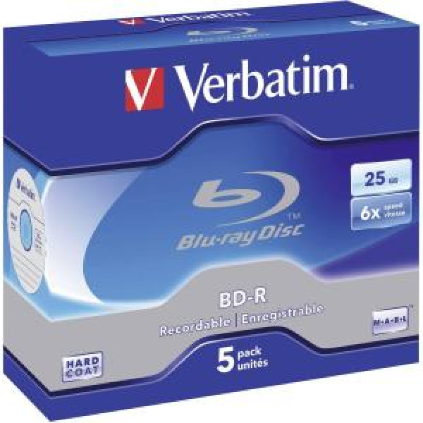 Blu-Ray BD-R SL 25GB 6x Jewel 5pz VERBATIM MABL 3