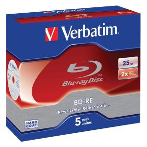 Blu-Ray BD-RE SL 25GB 2x Jewel 5pz VERBATIM ReWritable