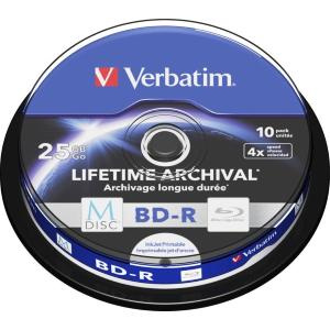 Blu-Ray BD-R M-DISC SL 25GB 4x Cake 10pz VERBATIM Stampabile Bianca 40-118mm