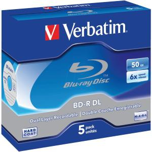 Blu-Ray BD-R DL 50GB 6x Jewel 5pz VERBATIM MABL