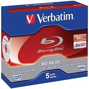Blu-Ray BD-RE DL 50GB 2x Jewel 5pz VERBATIM SERL ReWritable