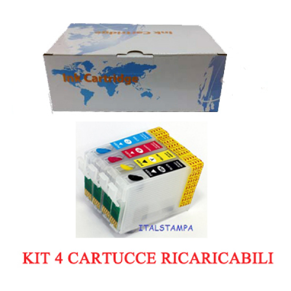 Kit 4 Cartuccia ricaricabile vuota per Epson T1291 T1292 T1293 T1294 con chip autoresett 3