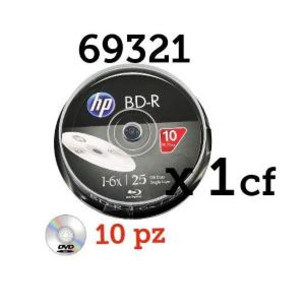 Blu-Ray vergini HP BD-R SL 25GB 6x Cake – 69321 (lotto minimo 10pz) 3